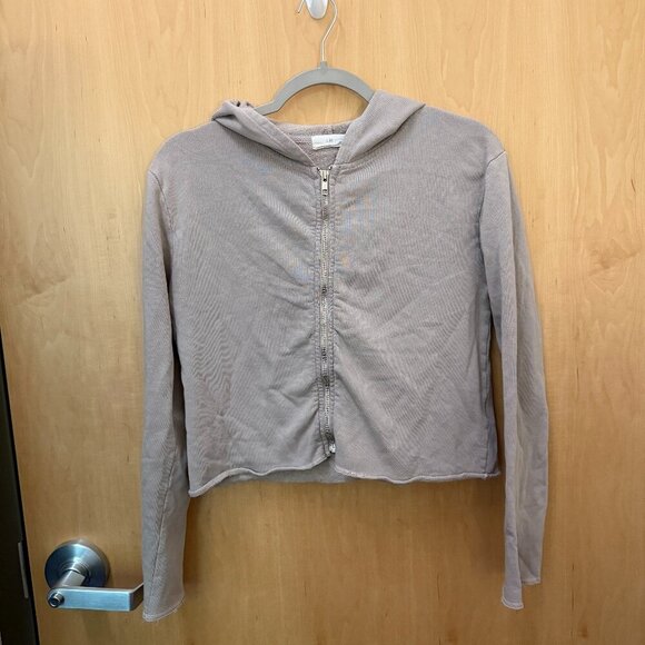 Anthropologie t.la Taupe Zip-Up Hoodie Sweatshirt Size XS - Picture 1 of 3